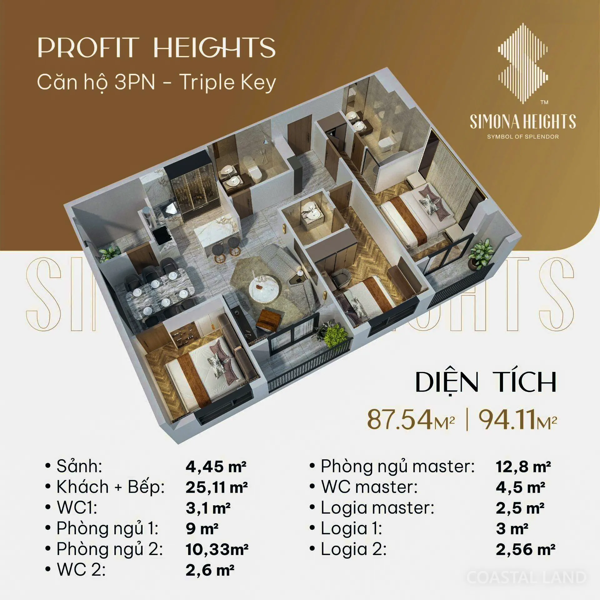 Bán căn hộ 3PN Triple Key 87,5m2 dự án Simona Heights, Quy Nhơn 2