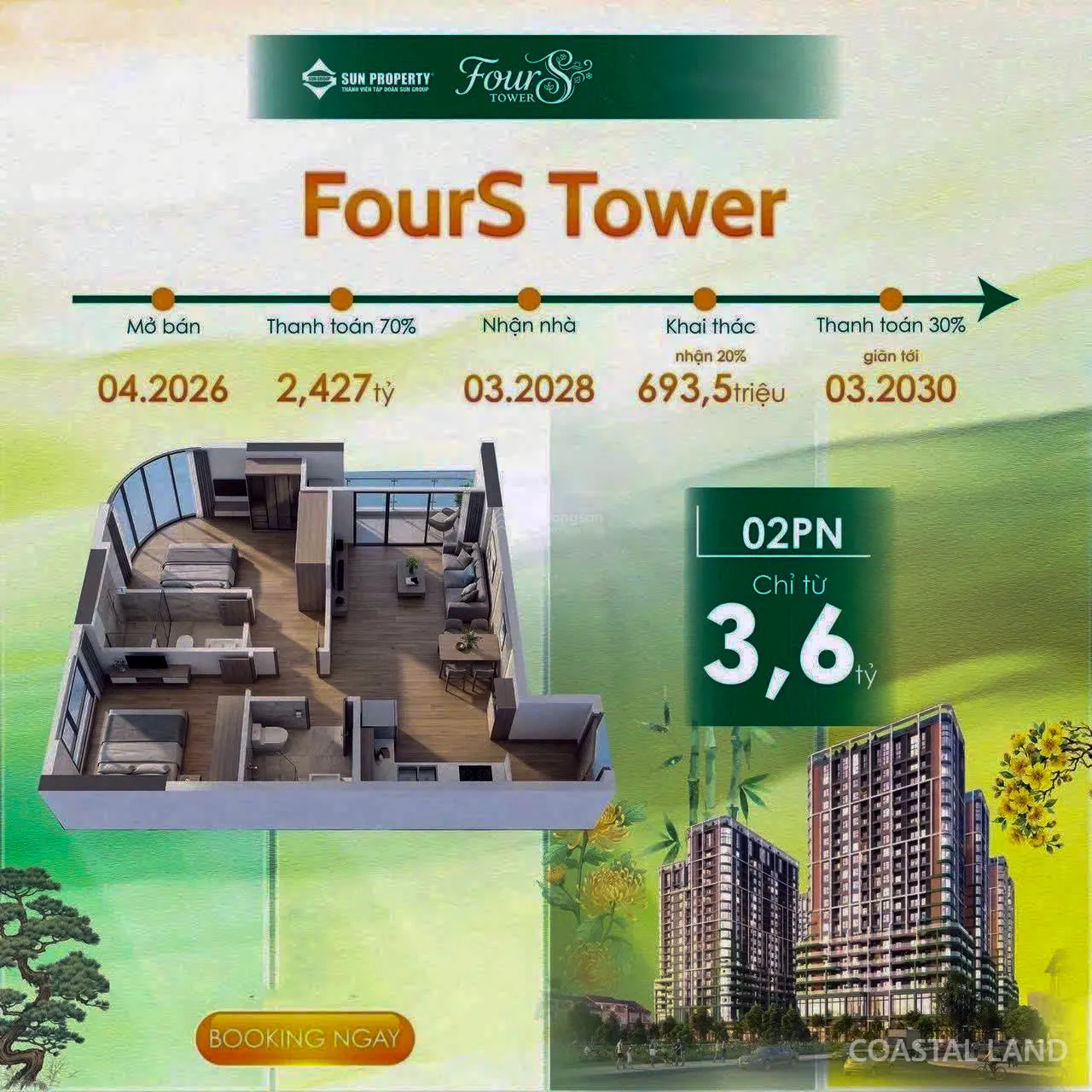 Bán căn hộ 2 phòng ngủ FourS Tower, đường Minh Mạng, phường Ngũ Hành Sơn 4