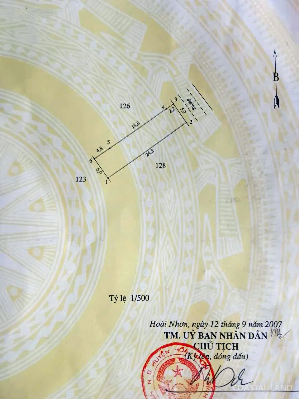 Bán đất xã Hoài Hải, nay phường Hoài Nhơn Đông, Gia Lai, 148m2 mặt tiền 6m 3