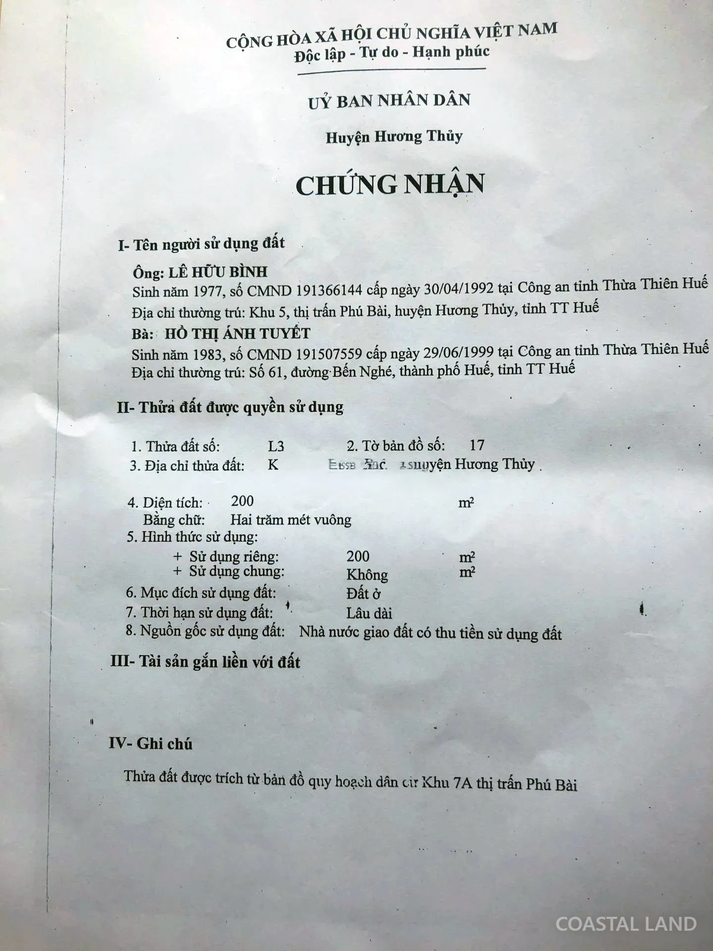 Bán đất 200m2 thổ cư Nguyễn Khoa Văn, Phường Phú Bài, Huế 5