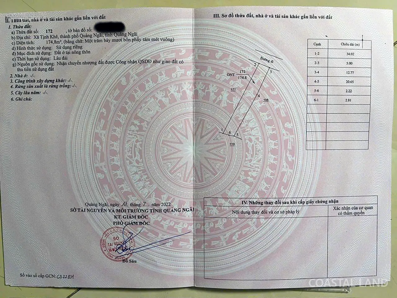 Bán đất thổ cư 175m2 gần biển Mỹ Khê, Xã Tịnh Khê, Quảng Ngãi 6