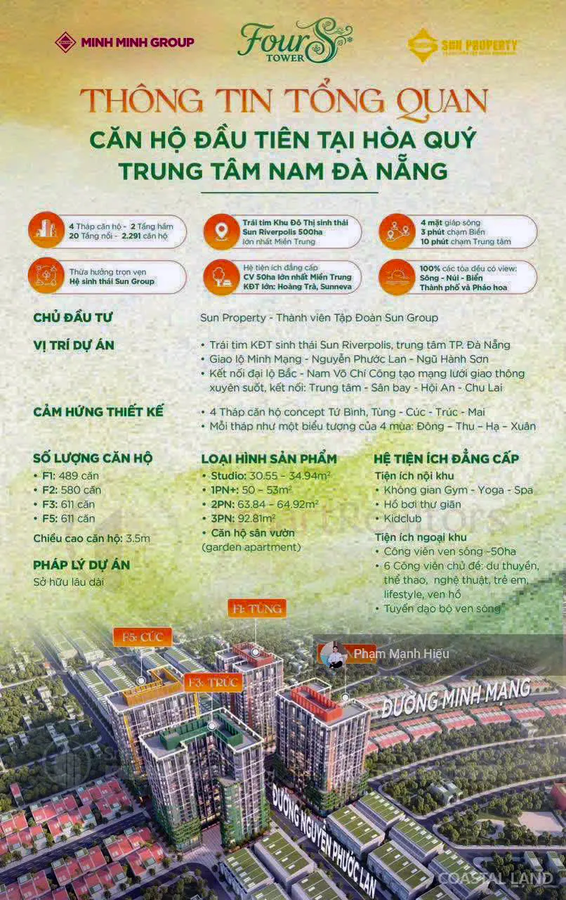 Căn ngoại giao tòa F1 FourS Tower sân vườn siêu đẹp tầng cao view biển, view pháo hoa CK 5% ER 6