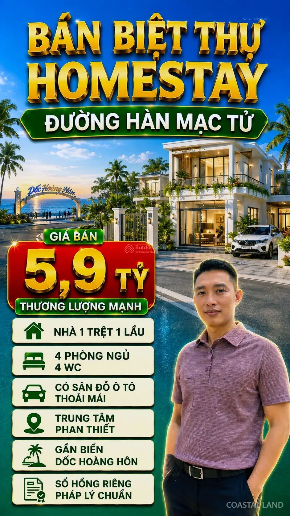 Bán biệt thự homestay mặt tiền đường Hàn Mặc Tử gần Dốc Hoàng Hôn, Phú Hài, Phan Thiết