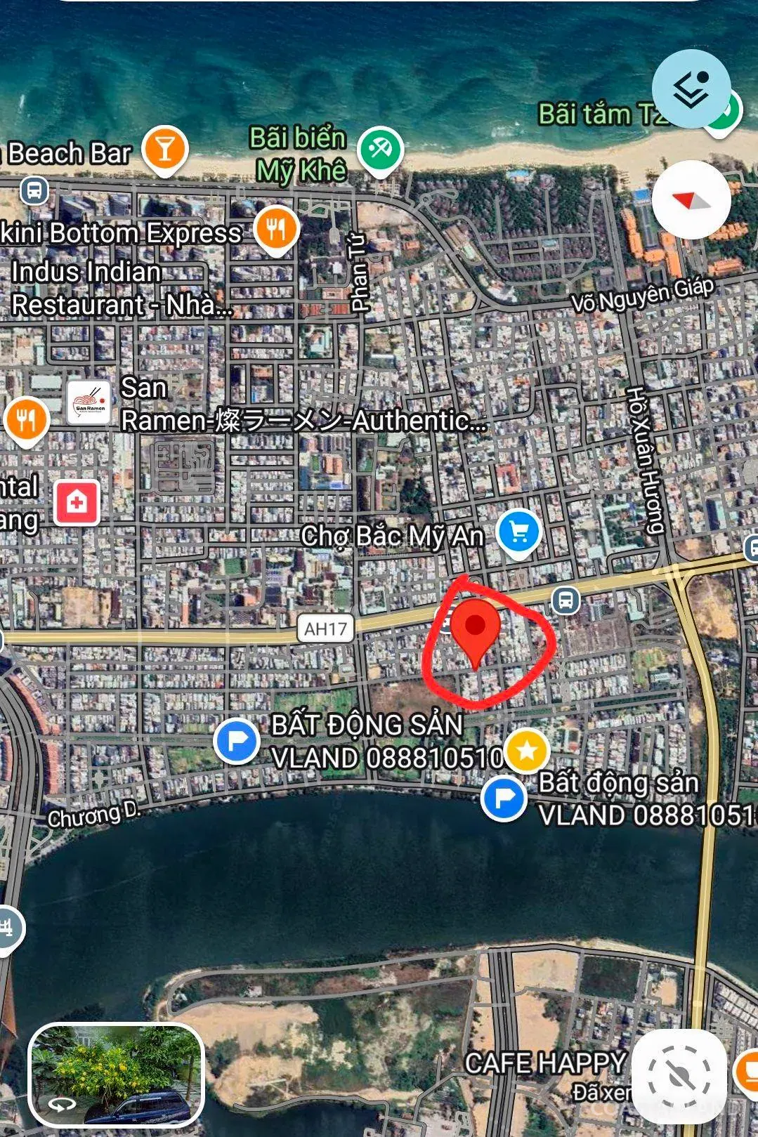 Bán đất đường Hoài Thanh, phường Ngũ Hành Sơn, Đà Nẵng, 215m2 hai mặt thoáng