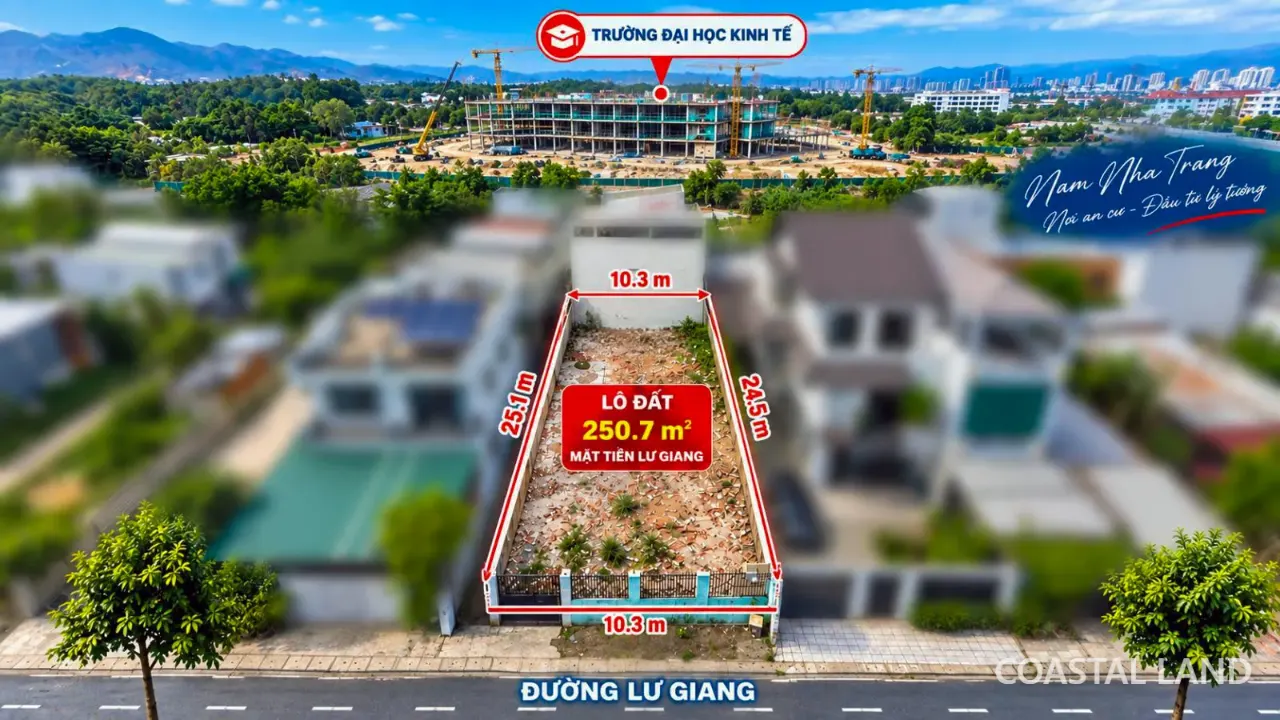 Bán nhanh lô góc MT Lư Giang 250 m2, Nam Nha Trang