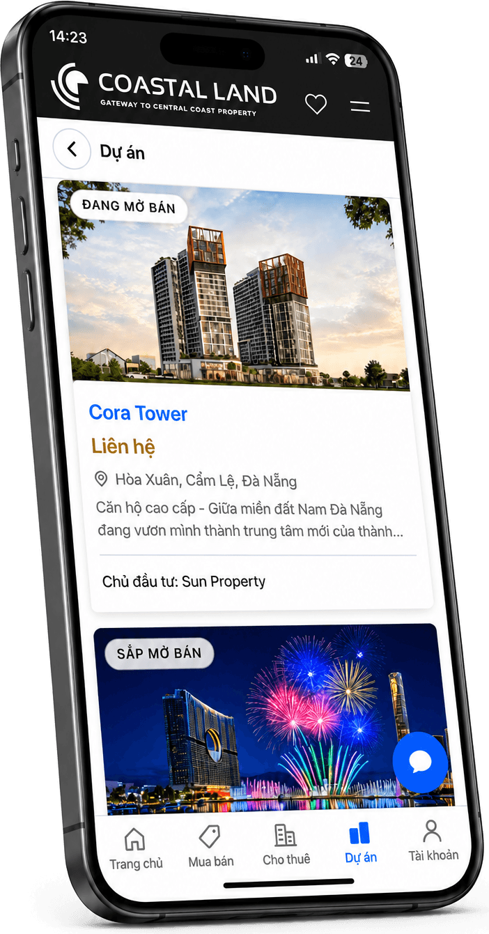 Màn hình Dự án trên ứng dụng COASTAL LAND